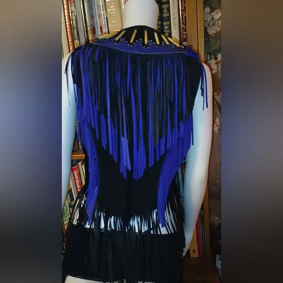 Freedom Riding Company Black And Blue Pure Leather Vest, Jacket And Chaps. - Picture 7 of 16